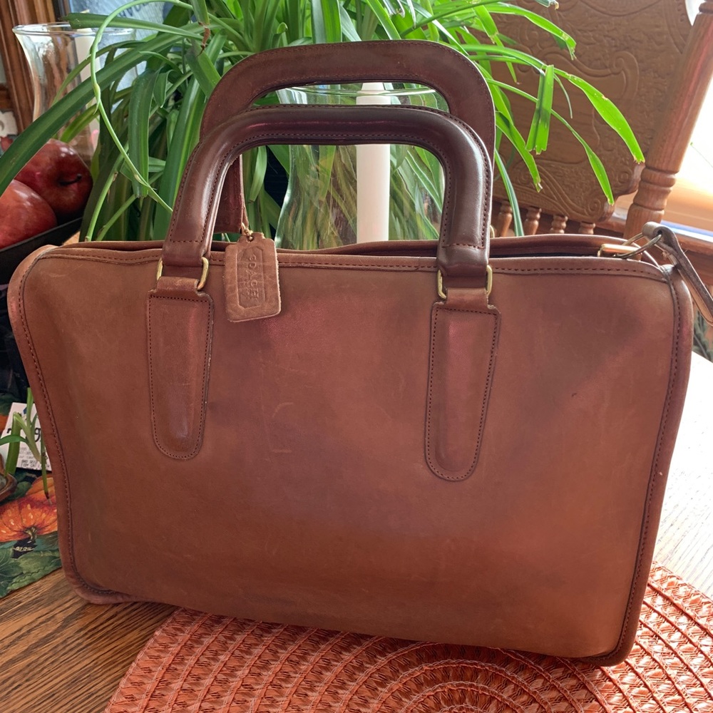1970’s vintage mini slim coach brown briefcase (unisex)